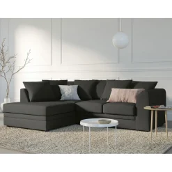 Mazzini Sofas Canapés^Canapé d'angle gauche Quince 4 Places gris foncé - 221x171x80 cm