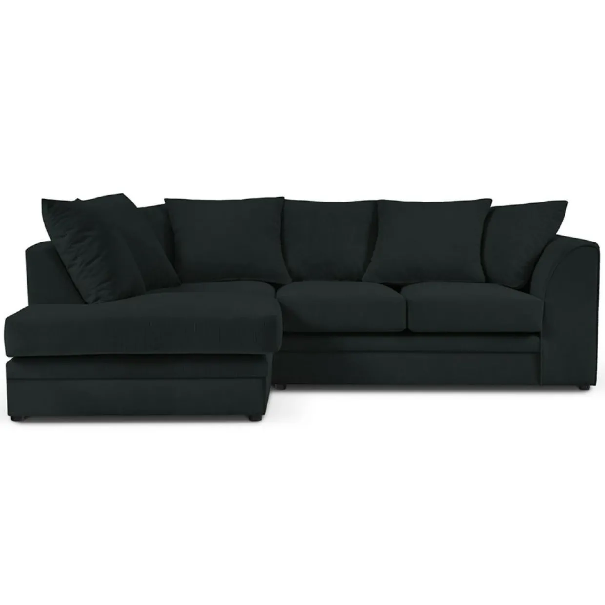 Canapé d'angle Gauche Quince Velours côtelé 4 Places noir - 221x171x80 cm-Mazzini Sofas Clearance