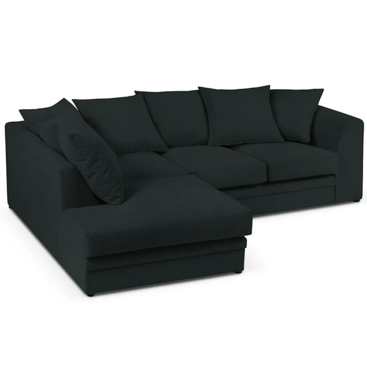 Canapé d'angle Gauche Quince Velours côtelé 4 Places noir - 221x171x80 cm-Mazzini Sofas Clearance