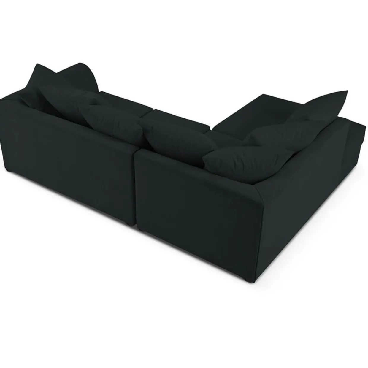 Canapé d'angle Gauche Quince Velours côtelé 4 Places noir - 221x171x80 cm-Mazzini Sofas Clearance
