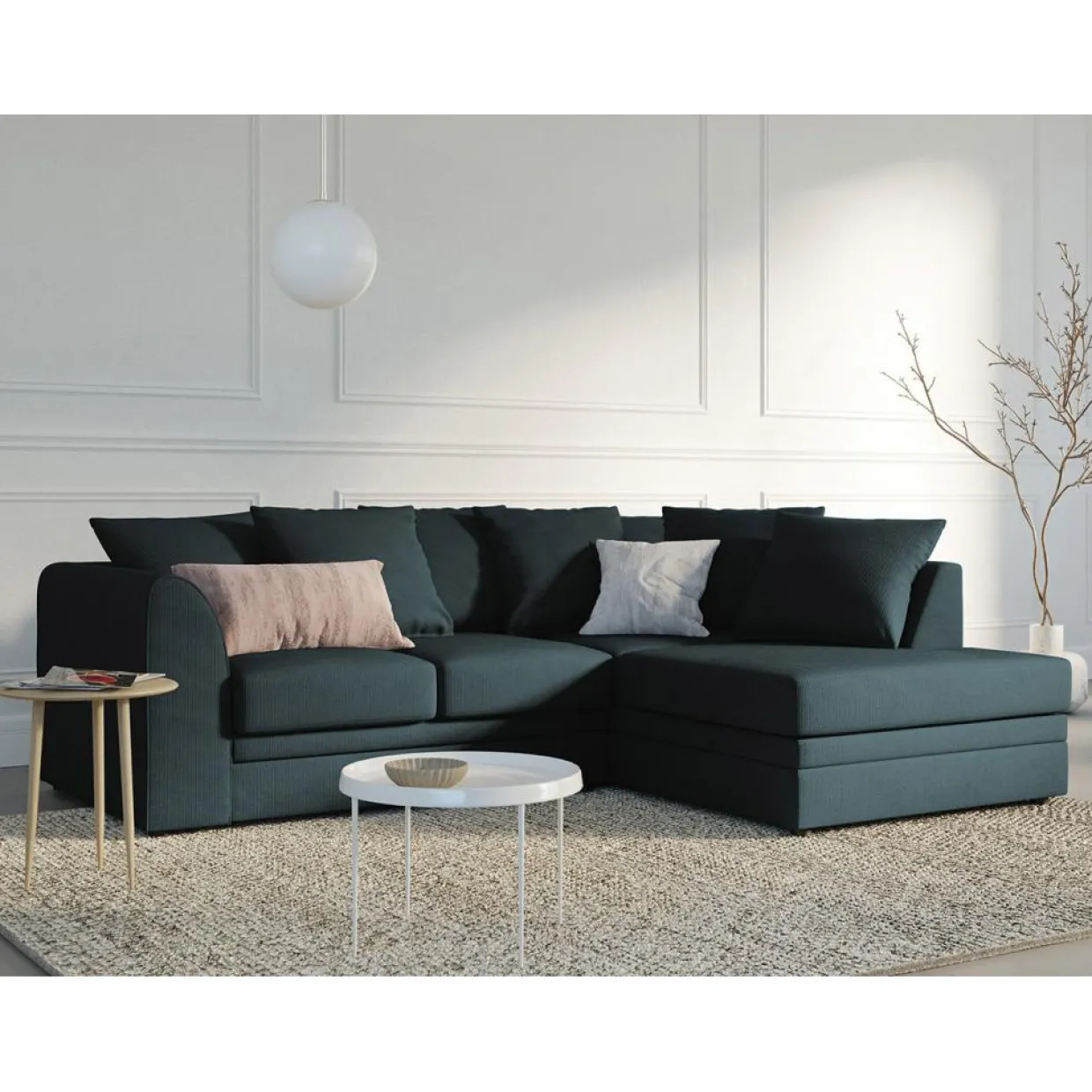 Mazzini Sofas Canapés^Canapé d'angle gauche Quince 4 Places bleu - 221x171x80 cm
