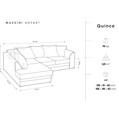 Mazzini Sofas Canapés^Canapé d'angle gauche Quince 4 Places bleu - 221x171x80 cm