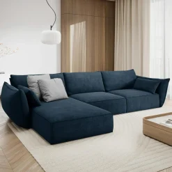 Canapé D'Angle Gauche Vanda 5 Places 2 bleu roi - 208x166x85 cm-Mazzini Sofas Clearance