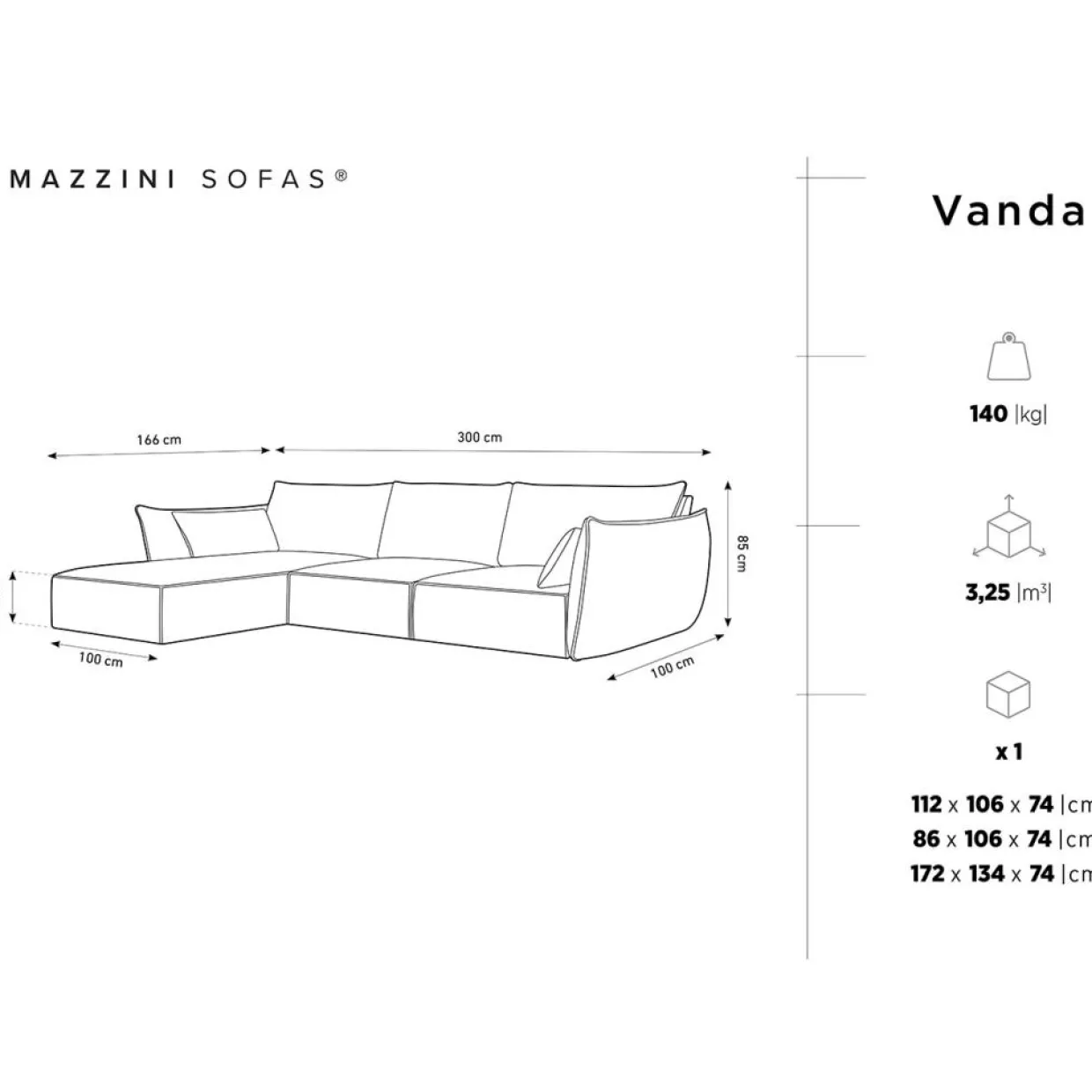 Canapé D'Angle Gauche Vanda 5 Places 2 bleu roi - 208x166x85 cm-Mazzini Sofas Clearance