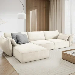 Canapé D'Angle Gauche Vanda 5 Places 2 beige clair - 208x166x85 cm-Mazzini Sofas Sale