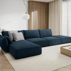 Canapé D'Angle Gauche Vanda 5 Places 1 bleu roi - 386x166x85 cm-Mazzini Sofas