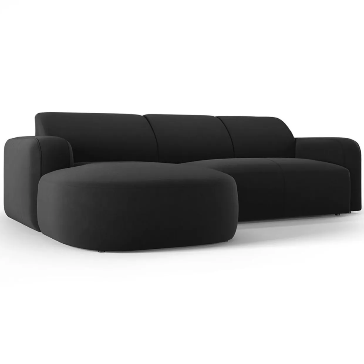 Mazzini Sofas Canapés^Canapé d'angle gauche Velours Jasmin 4 Places noir - 250x170x72 cm