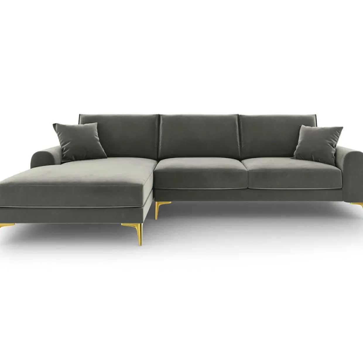 Canapé d'angle gauche velours madara gris - 254x182x90 cm-Mazzini Sofas