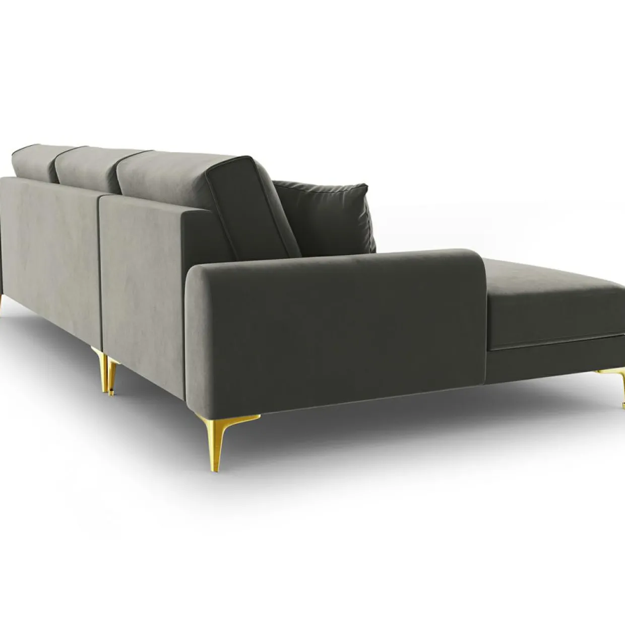 Canapé d'angle gauche velours madara gris - 254x182x90 cm-Mazzini Sofas