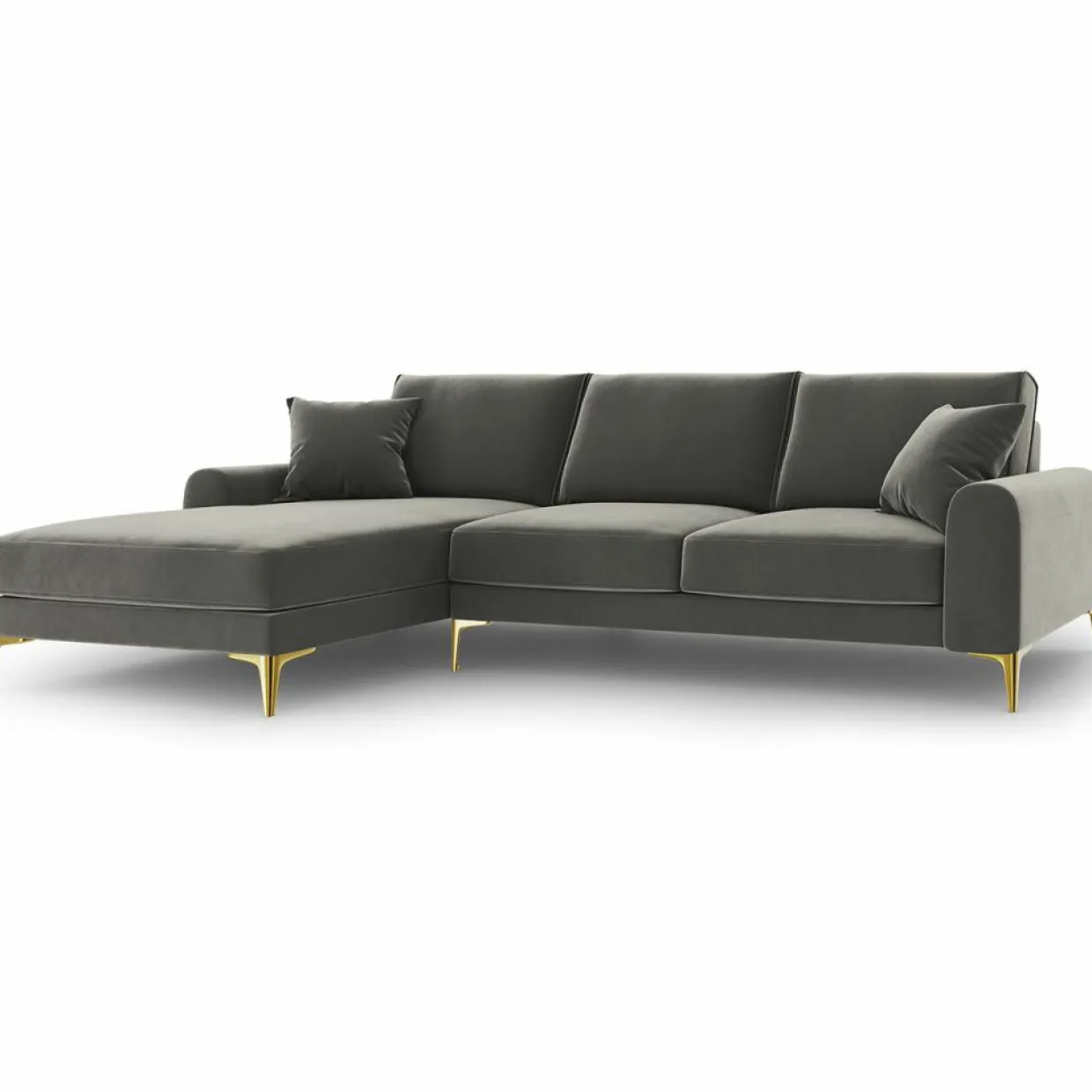 Canapé d'angle gauche velours madara gris - 254x182x90 cm-Mazzini Sofas