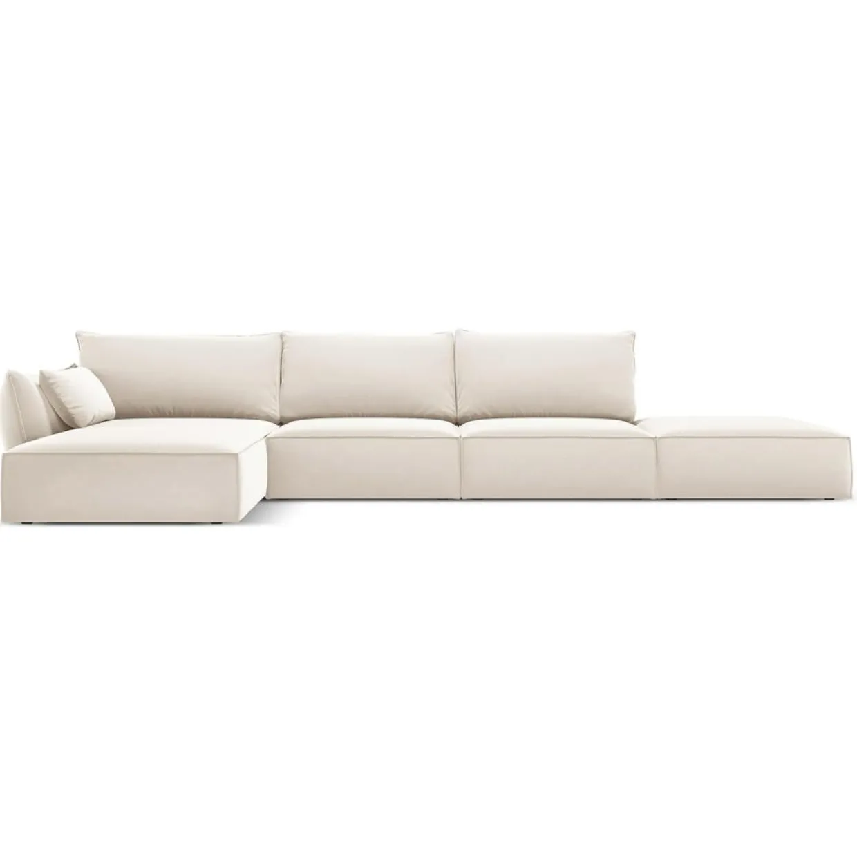Mazzini Sofas Canapés^Canapé d'angle gauche Velours Vanda 5 Places beige clair - 386x166x85 cm