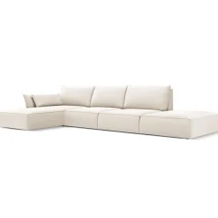 Mazzini Sofas Canapés^Canapé d'angle gauche Velours Vanda 5 Places beige clair - 386x166x85 cm