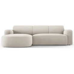 Mazzini Sofas Canapés^Canapé d'angle gauche Velours Jasmin 4 Places beige - 250x170x72 cm