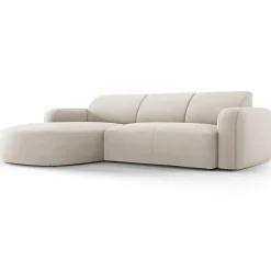 Mazzini Sofas Canapés^Canapé d'angle gauche Velours Jasmin 4 Places beige - 250x170x72 cm