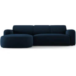 Mazzini Sofas Canapés^Canapé d'angle gauche Velours Jasmin 4 Places bleu roi - 250x170x72 cm