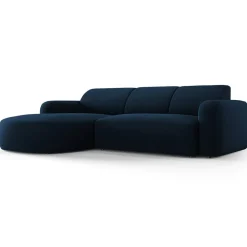 Mazzini Sofas Canapés^Canapé d'angle gauche Velours Jasmin 4 Places bleu roi - 250x170x72 cm