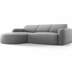 Canapé d'angle gauche Velours Jasmin 4 Places gris - 250x170x72 cm-Mazzini Sofas Best