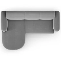 Canapé d'angle gauche Velours Jasmin 4 Places gris - 250x170x72 cm-Mazzini Sofas Best
