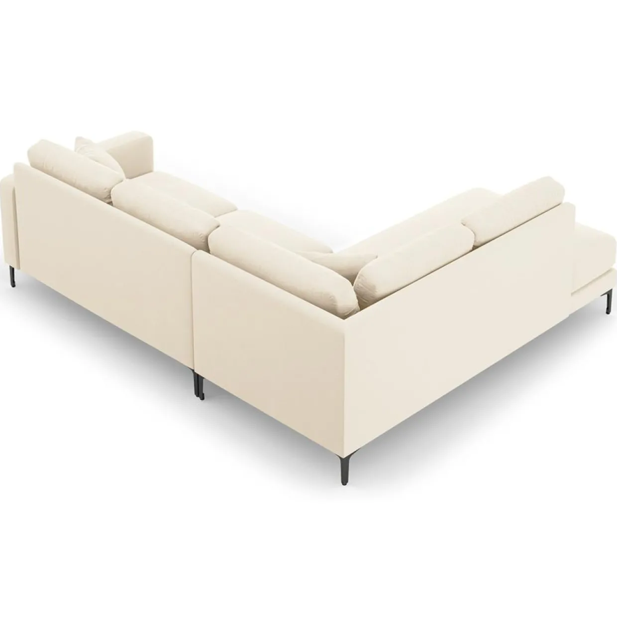 Mazzini Sofas Canapés^Canapé d'angle Gauche Velours Venus 5 Places beige clair - 254x185x90 cm