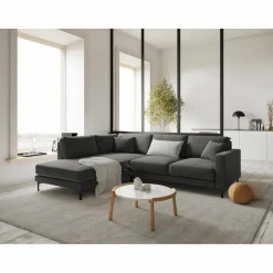 Canapé d'angle Gauche Velours Venus 5 Places gris - 254x185x90 cm-Mazzini Sofas New
