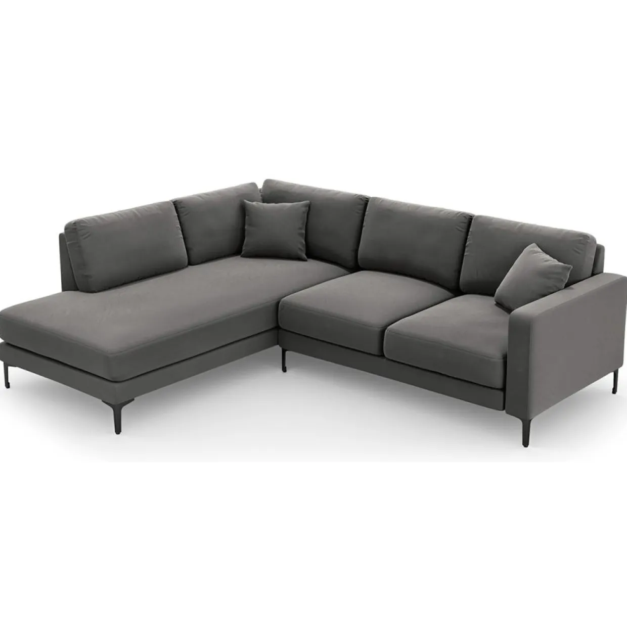 Canapé d'angle Gauche Velours Venus 5 Places gris - 254x185x90 cm-Mazzini Sofas New