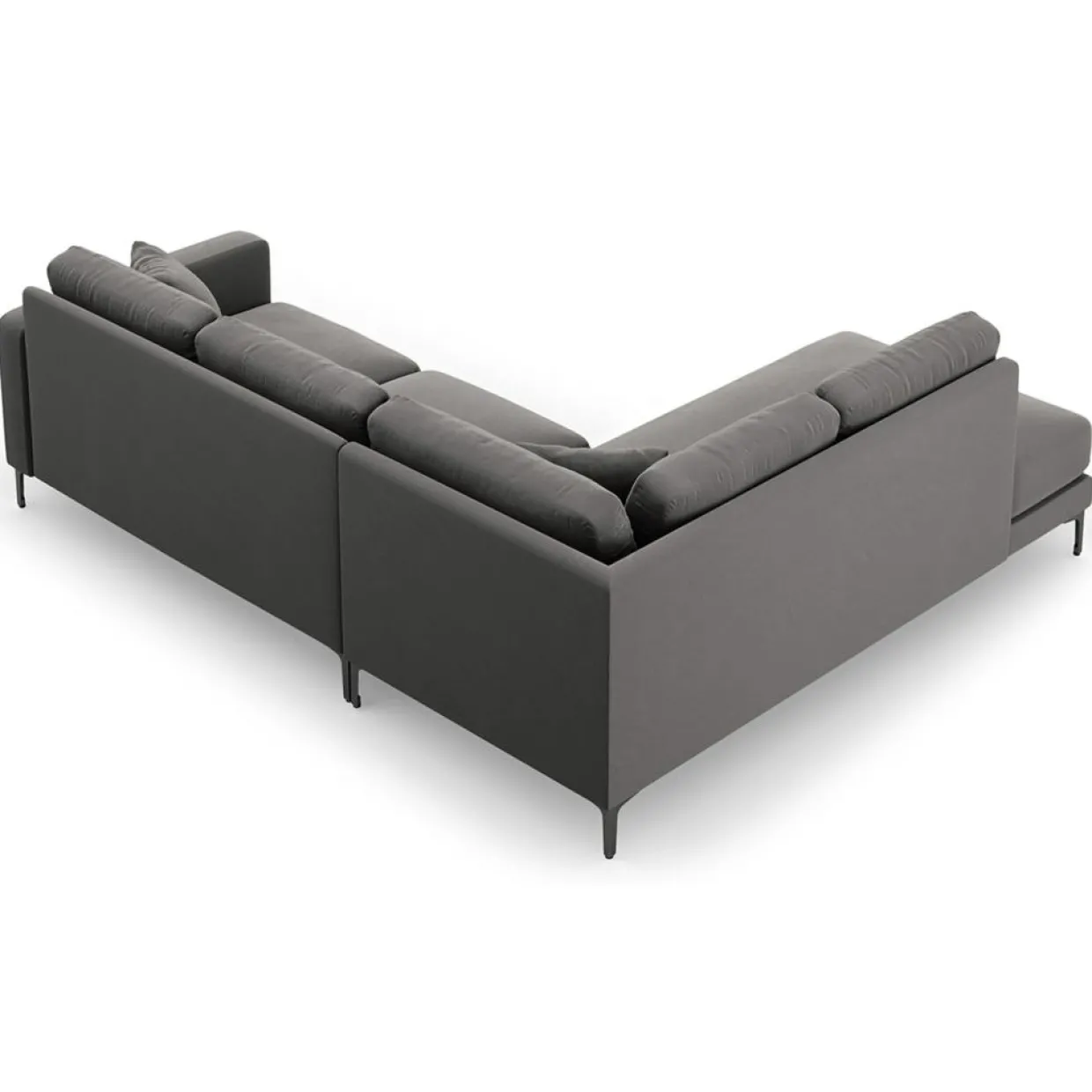 Canapé d'angle Gauche Velours Venus 5 Places gris - 254x185x90 cm-Mazzini Sofas New