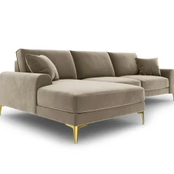 Mazzini Sofas Canapés^Canapé d'angle gauche Velours 5 places Madara beige - 254x182x90 cm