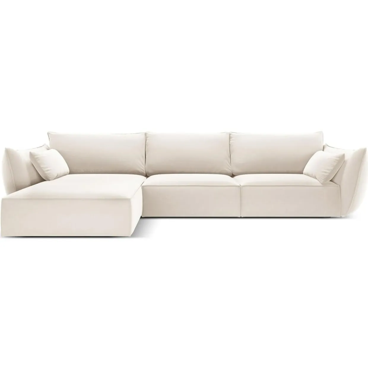 Canapé d'angle gauche Velours Vanda 4 Places beige clair - 300x166x85 cm-Mazzini Sofas New