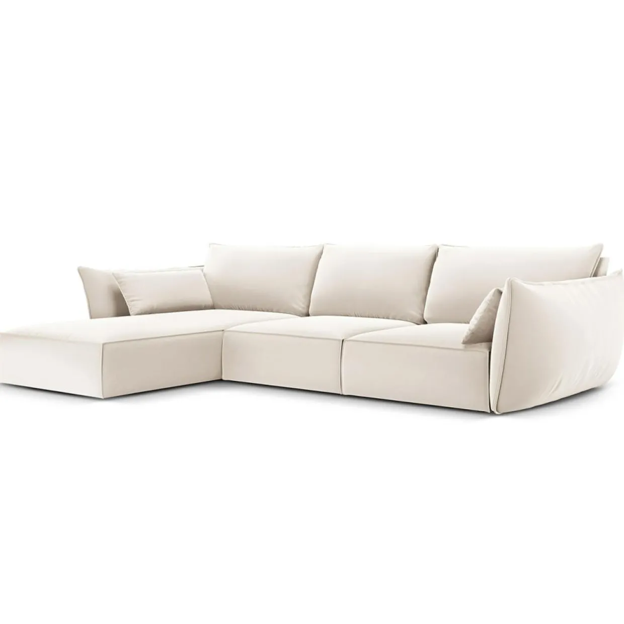Canapé d'angle gauche Velours Vanda 4 Places beige clair - 300x166x85 cm-Mazzini Sofas New