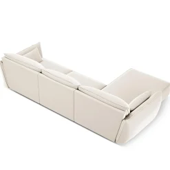 Canapé d'angle gauche Velours Vanda 4 Places beige clair - 300x166x85 cm-Mazzini Sofas New