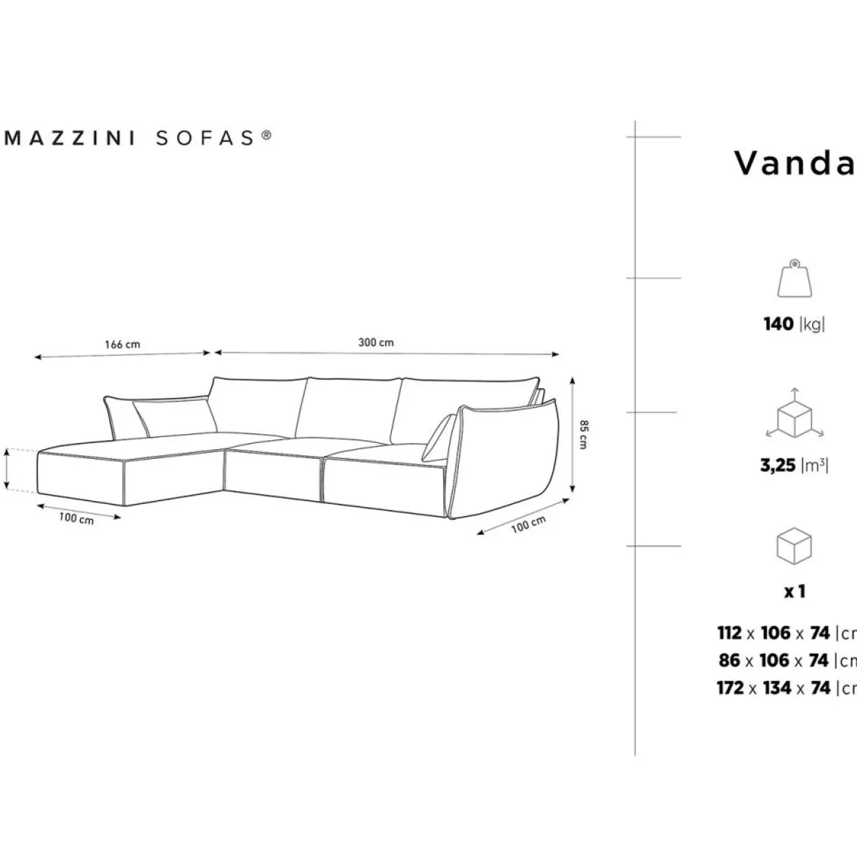 Canapé d'angle gauche Velours Vanda 4 Places beige clair - 300x166x85 cm-Mazzini Sofas New
