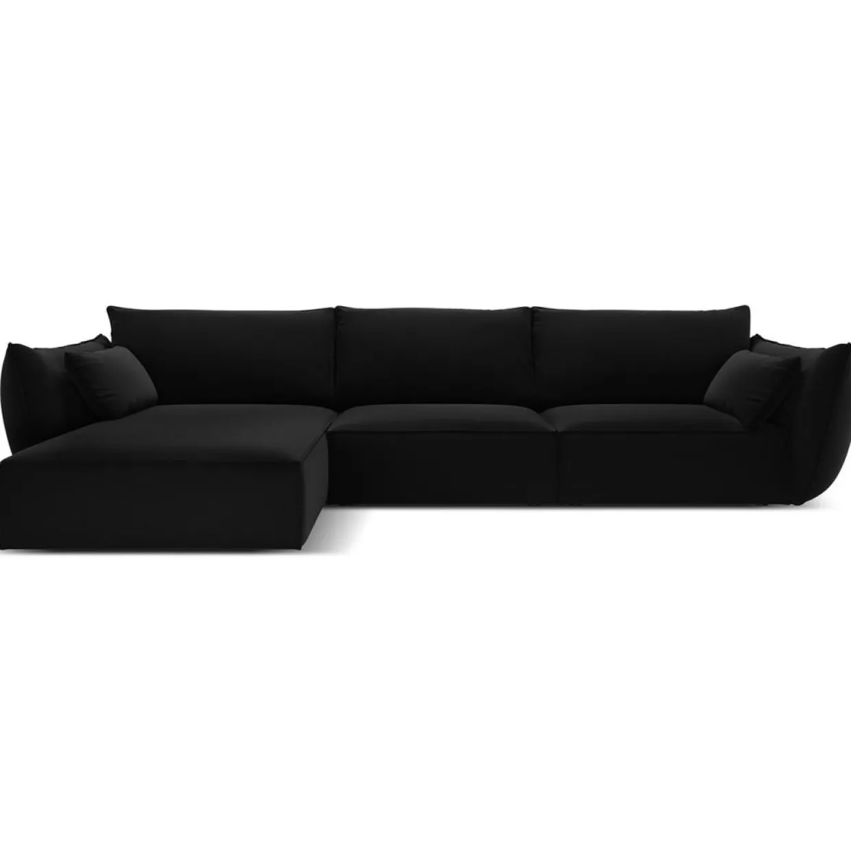 Mazzini Sofas Canapés^Canapé d'angle gauche Velours Vanda 4 Places noir - 300x166x85 cm