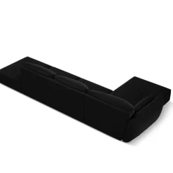 Mazzini Sofas Canapés^Canapé d'angle gauche Velours Vanda 5 Places noir - 386x166x85 cm