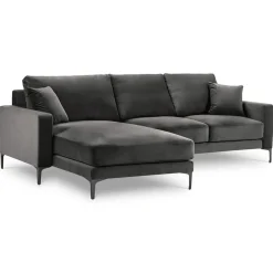 Canapé d'angle Gauche Velours Venus 4 Places gris - 248x160x90 cm-Mazzini Sofas New