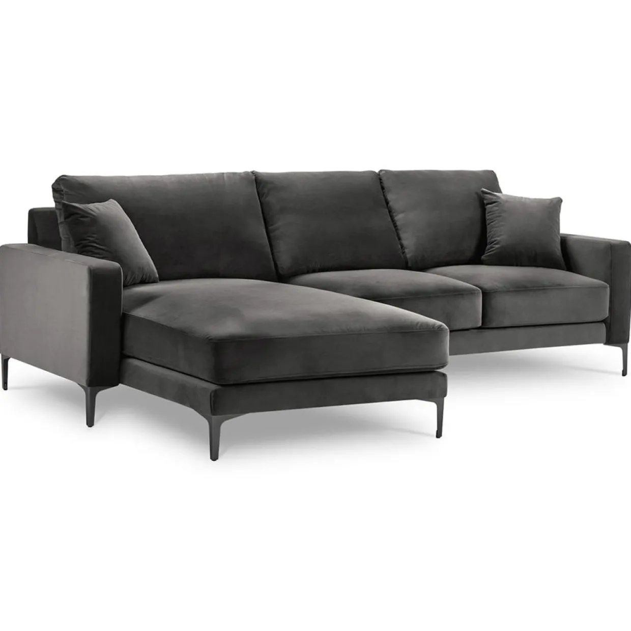 Canapé d'angle Gauche Velours Venus 4 Places gris - 248x160x90 cm-Mazzini Sofas New