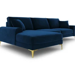 Canapé d'angle gauche velours madara bleu roi - 254x182x90 cm-Mazzini Sofas Online