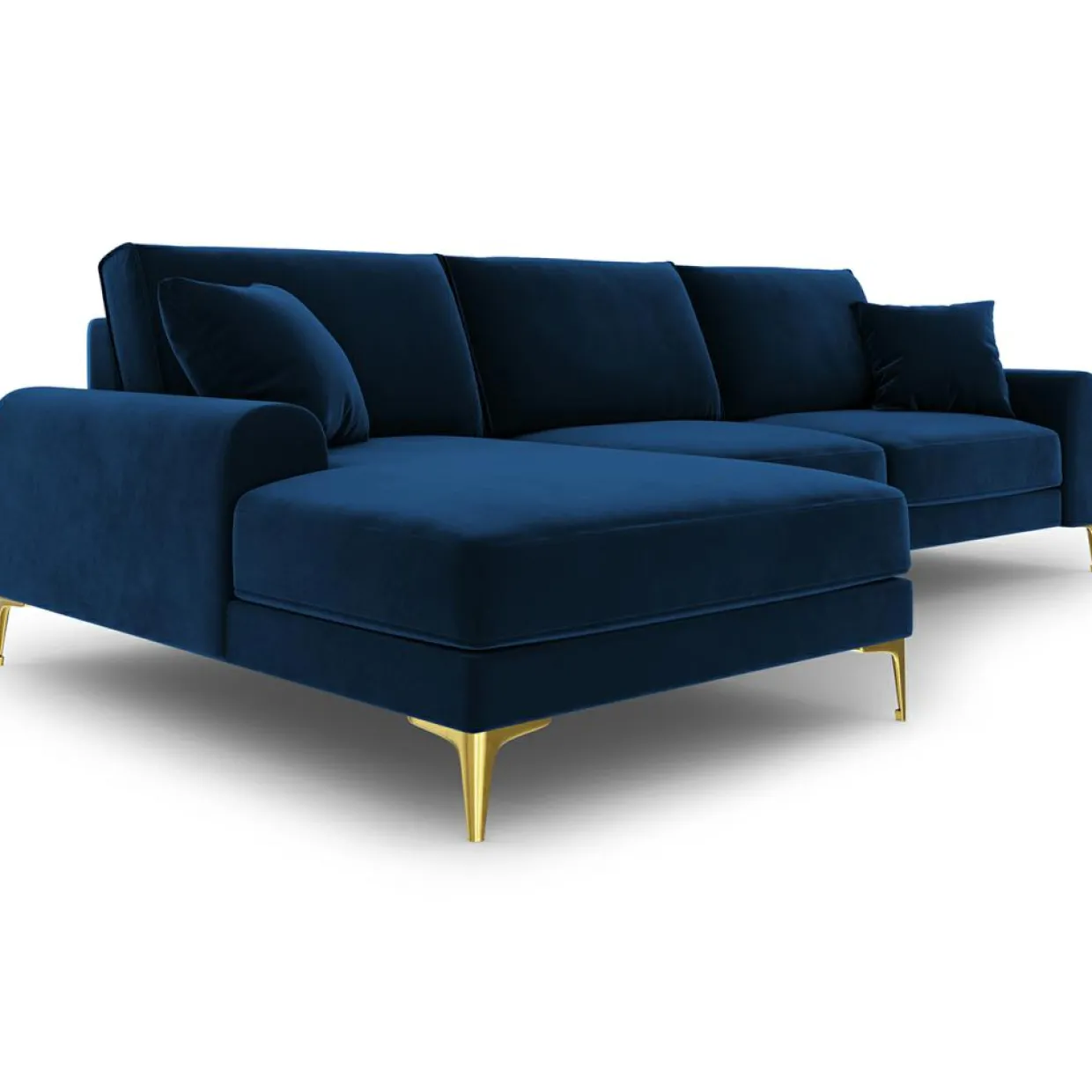 Canapé d'angle gauche velours madara bleu roi - 254x182x90 cm-Mazzini Sofas Online