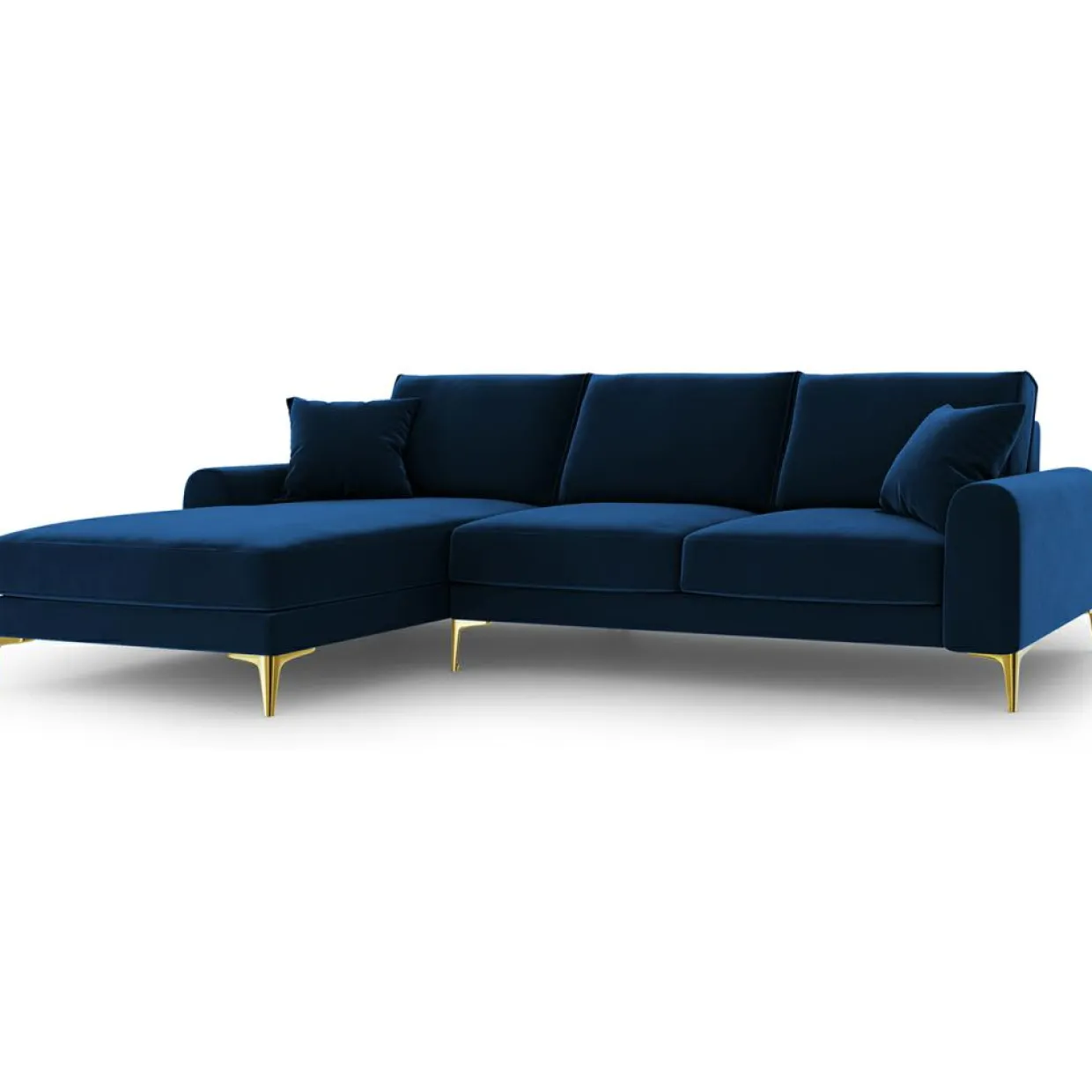 Canapé d'angle gauche velours madara bleu roi - 254x182x90 cm-Mazzini Sofas Online