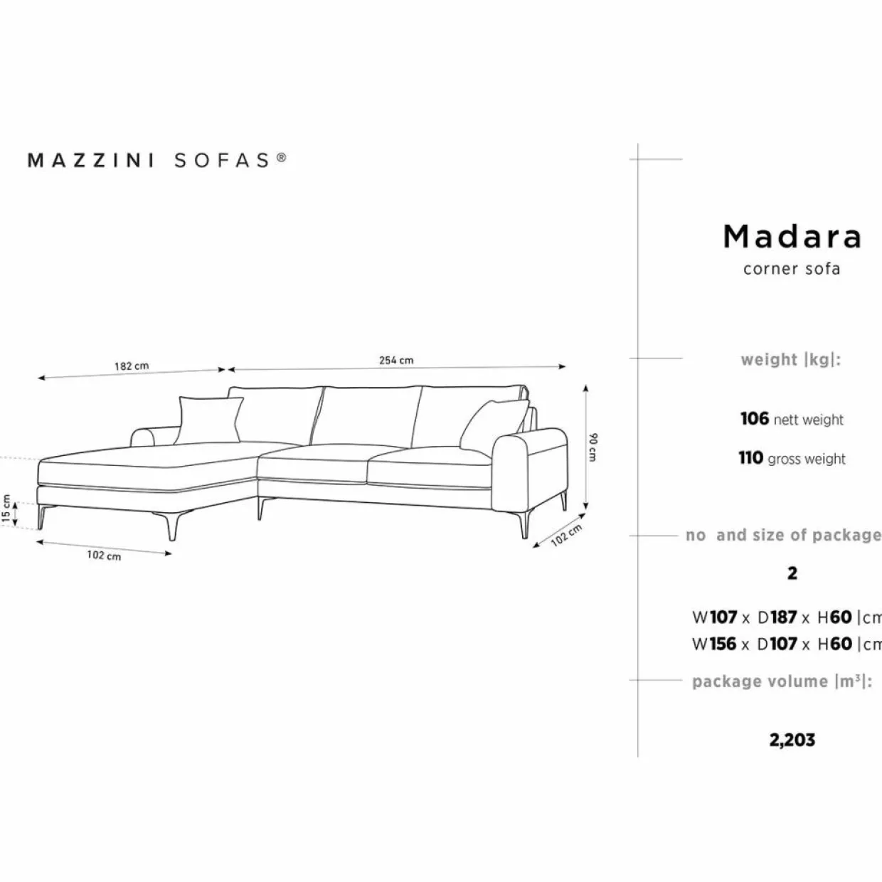 Canapé d'angle gauche velours madara bleu roi - 254x182x90 cm-Mazzini Sofas Online