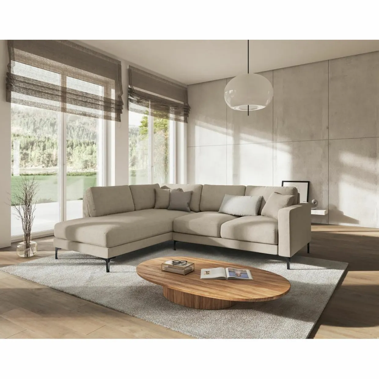 Canapé d'angle Gauche Venus 4 Places beige - 248x160x90 cm-Mazzini Sofas Best