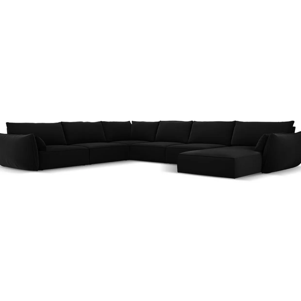 Mazzini Sofas Canapés^Canapé d'angle Panoramique gauche Velours Vanda 8 Places noir - 384x284x85 cm
