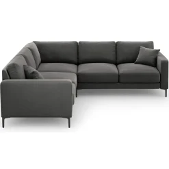 Canapé d'angle Symétrique En Velours Venus 5 Places gris - 250x238x90 cm-Mazzini Sofas Clearance