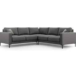 Canapé d'angle Symétrique En Velours Venus 5 Places gris - 250x238x90 cm-Mazzini Sofas Clearance
