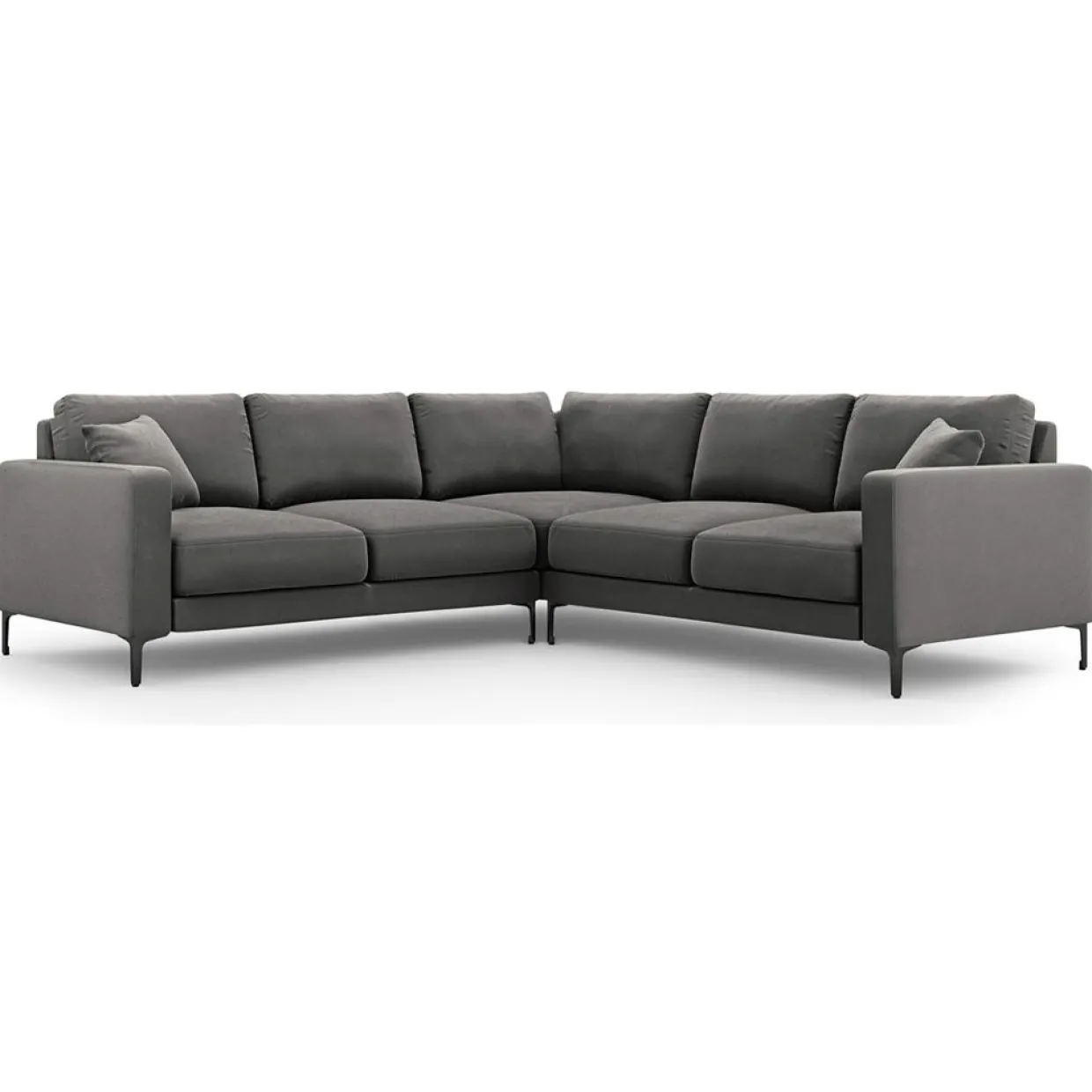 Canapé d'angle Symétrique En Velours Venus 5 Places gris - 250x238x90 cm-Mazzini Sofas Clearance