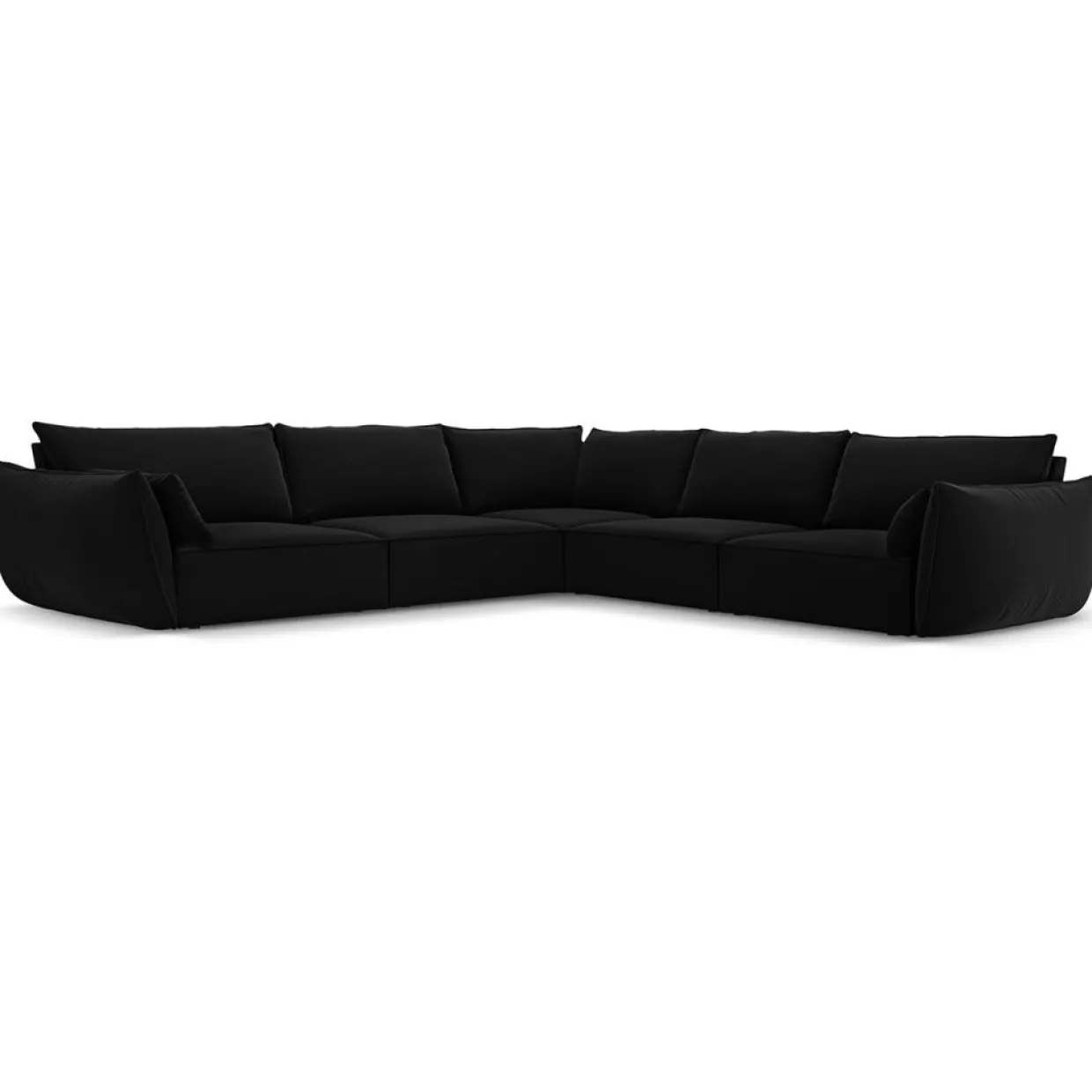 Mazzini Sofas Canapés^Canapé d'angle Symétrique en Velours Vanda 7 Places noir - 286x286x85 cm