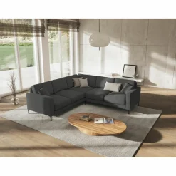 Canapé d'angle Symétrique Venus 5 Places gris foncé - 250x238x90 cm-Mazzini Sofas Best