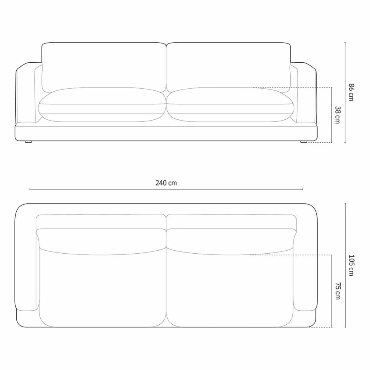 Canapé Daphne 4 Places Bleu Marine - 240x105x86 cm-Mazzini Sofas Discount
