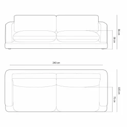 Mazzini Sofas Canapés^Canapé Daphne 4 Places Gris Foncé - 240x105x86 cm