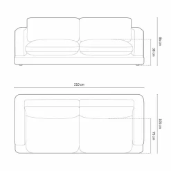 Mazzini Sofas Canapés^Canapé Daphne 3 Places Gris chaud - 210x105x86 cm