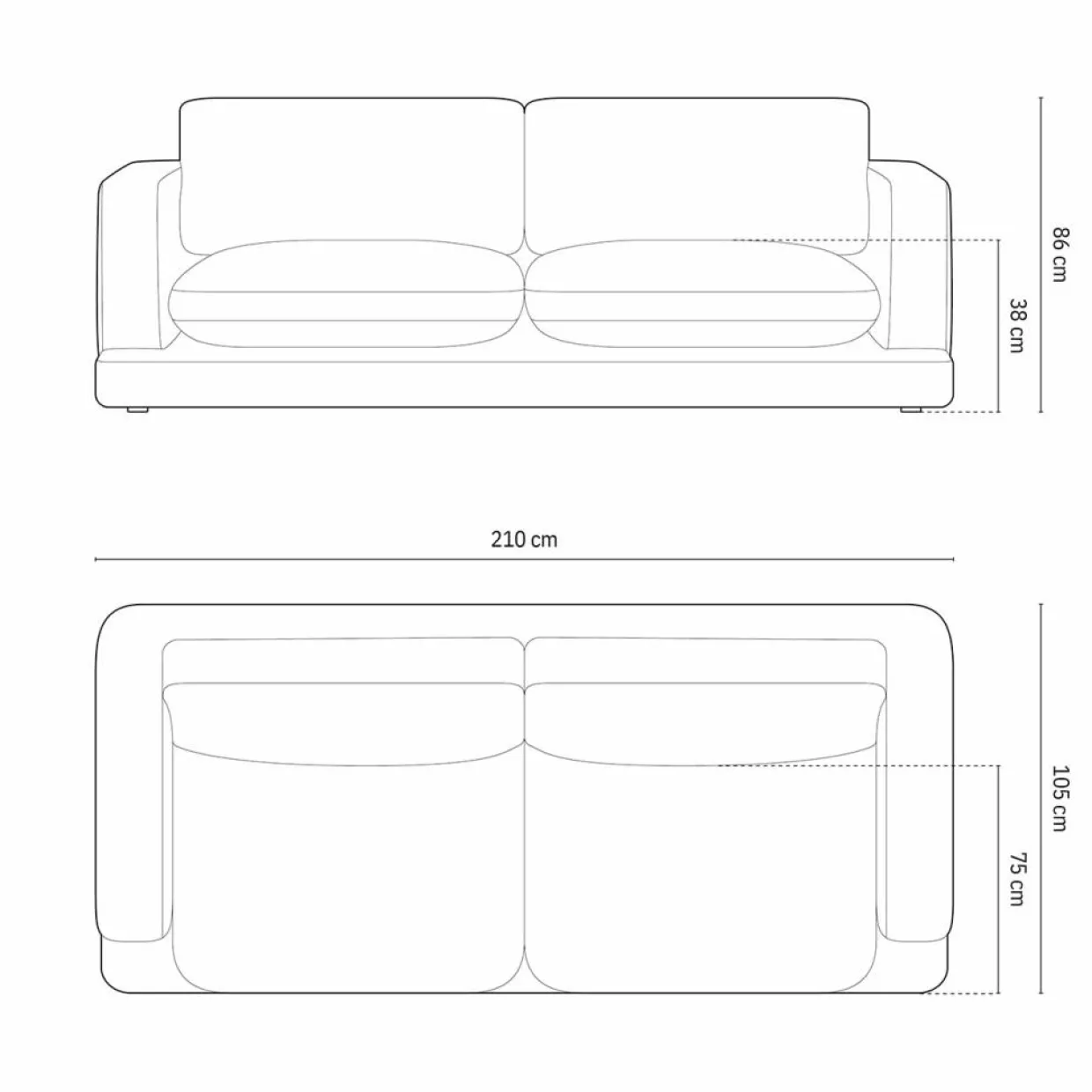 Canapé Daphne 3 Places Noir - 210x105x86 cm-Mazzini Sofas Sale
